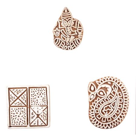 Set of 3 Piece New Mix Wooden Printing Block